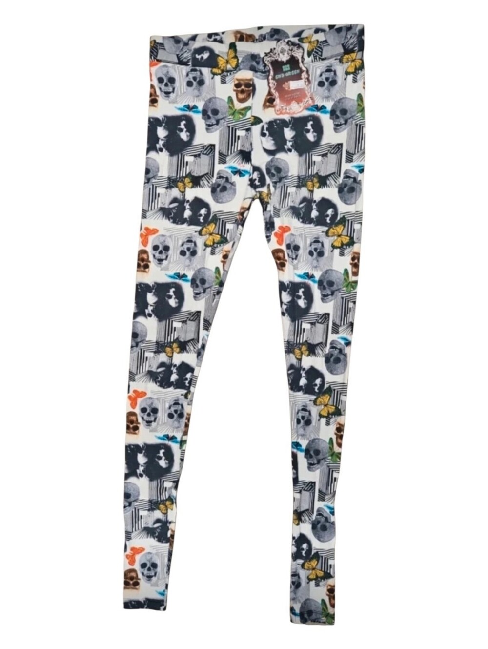 Skull Print Leggings Size Medium Runs Small Made in Turkey Goth Halloween